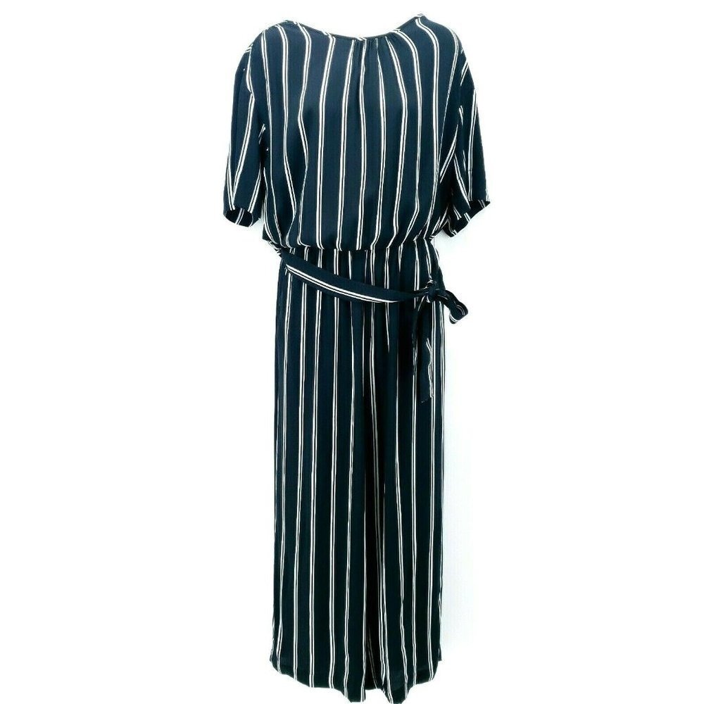 SPARKZ COPENHAGEN Striped Black White Belted Jumpsuit - Picture 2 of 9